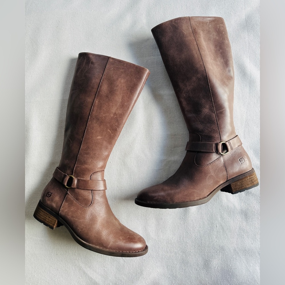 BORN Saddler Knee-High Leather Riding Boot | Chocolate Womens 9.5 - NWT